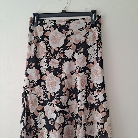 ASOS Design Floral Chiffon Midi Skirt Asymmetric Hem Multicolor Women's Size 10 - Picture 7 of 11